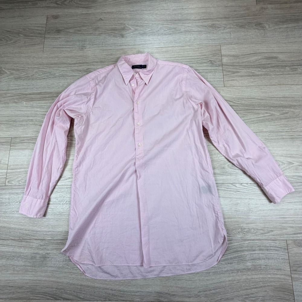 Polo Ralph Lauren Pink Striped Cotton Button Down Shirt Dress Sz‎ 10 Long Sleeve